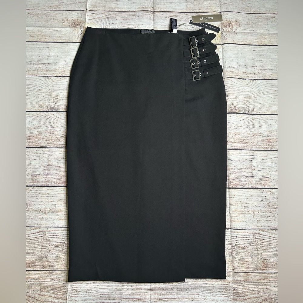 Black Label By Chico’s Black Buckle Detail Skirt